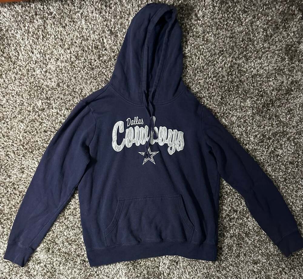 Dallas Cowboys Authentic Hoodie Size L Navy Blue NFL Sweatshirt